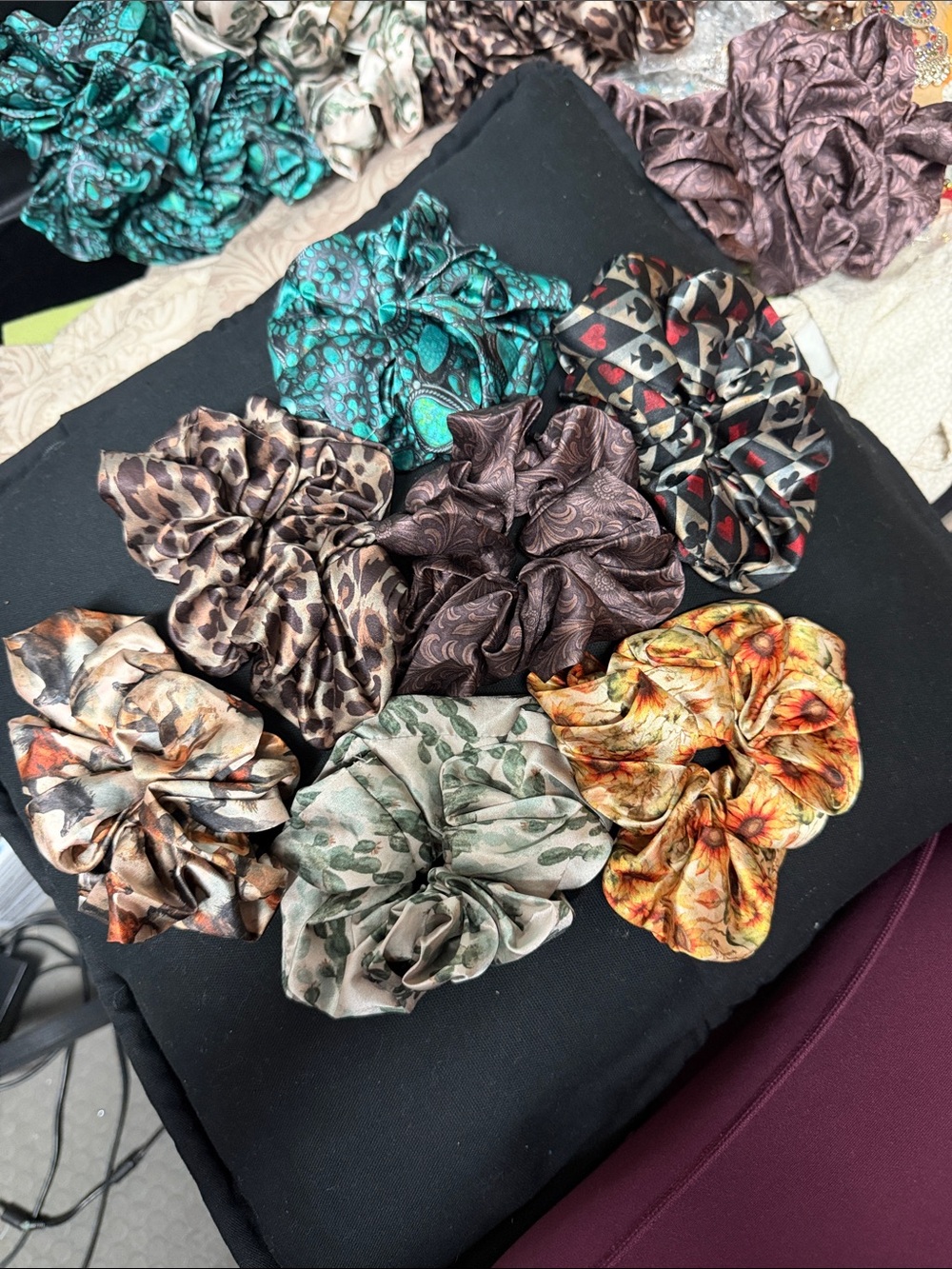 Assorted Satin Floral and Patterned Scrunchie Bundle - Multicolor